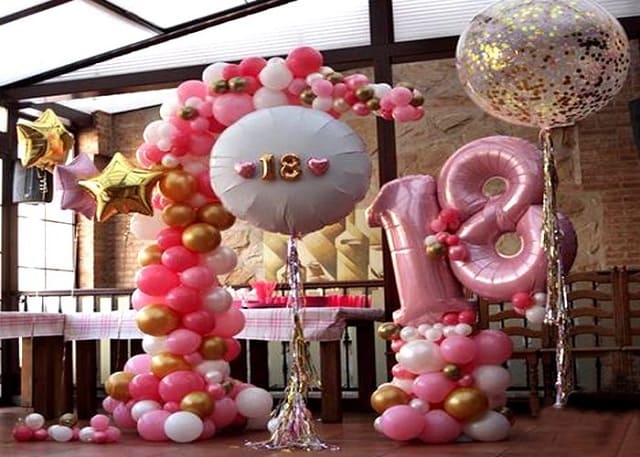 Il kit di decorazioni per 18° compleanno include banner per 18° compleanno 18° bandierina triangolo oro rosa e palloncini in lattice per decorazioni per feste di compleanno 